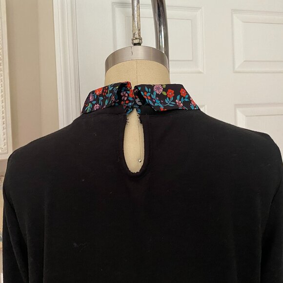 ZAC & RACHEL Black FLORAL Collared Layered look BLACK Blouse Shirt *SMALL* - Picture 6 of 7